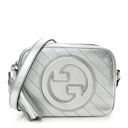 Gucci Metallic Sakai Be Green Calfskin Diagonal Stitched Small Blondie Shoulder Bag Silver 1 of 10