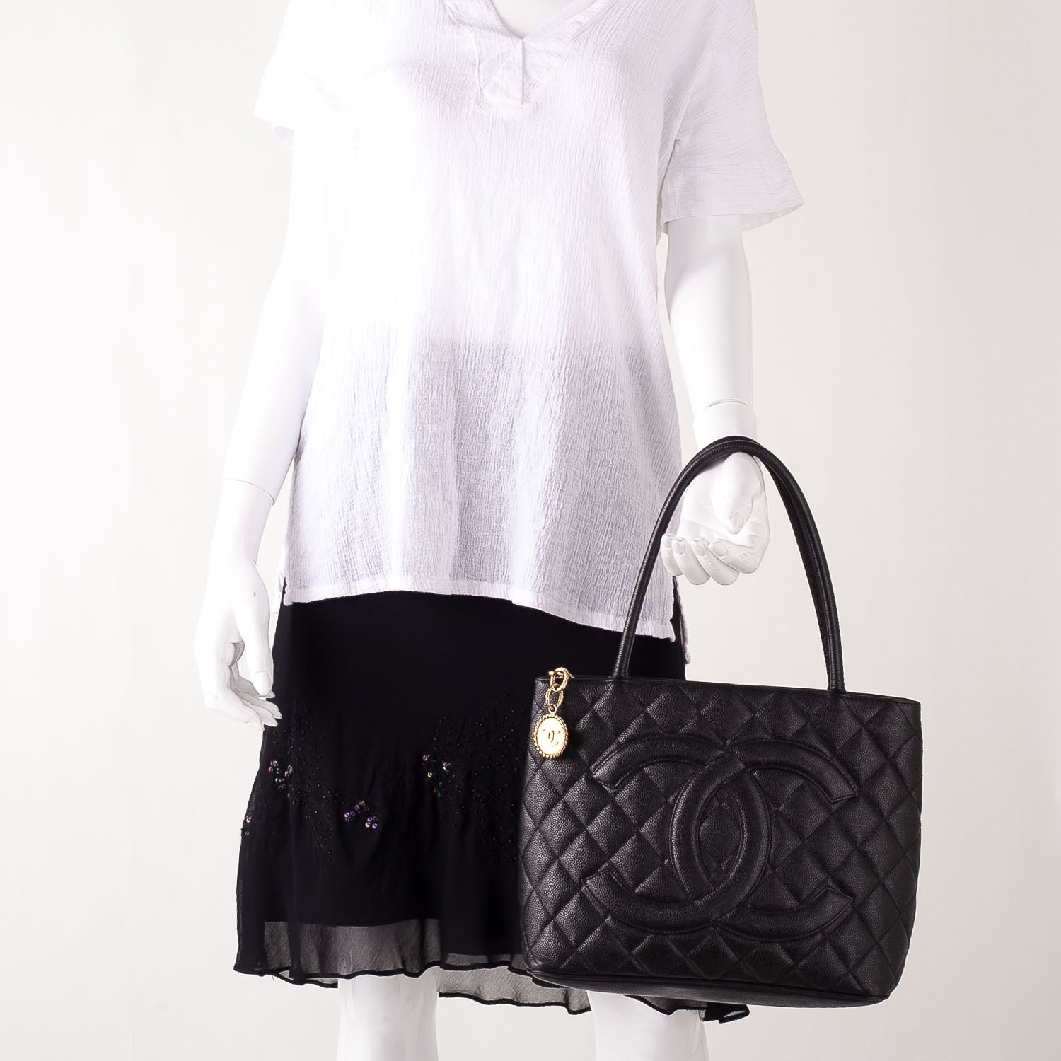 Chanel Caviar Medallion Tote Black 2 of 9