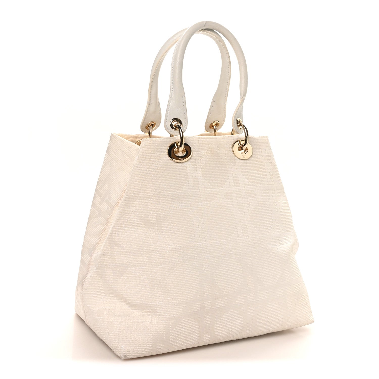 Christian Dior Canvas Cannage Small Soft Lady Dior Shopping Tote White 3 of 10