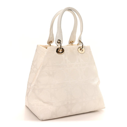 Christian Dior Canvas Cannage Small Soft Lady Dior Shopping Tote White 3 of 10