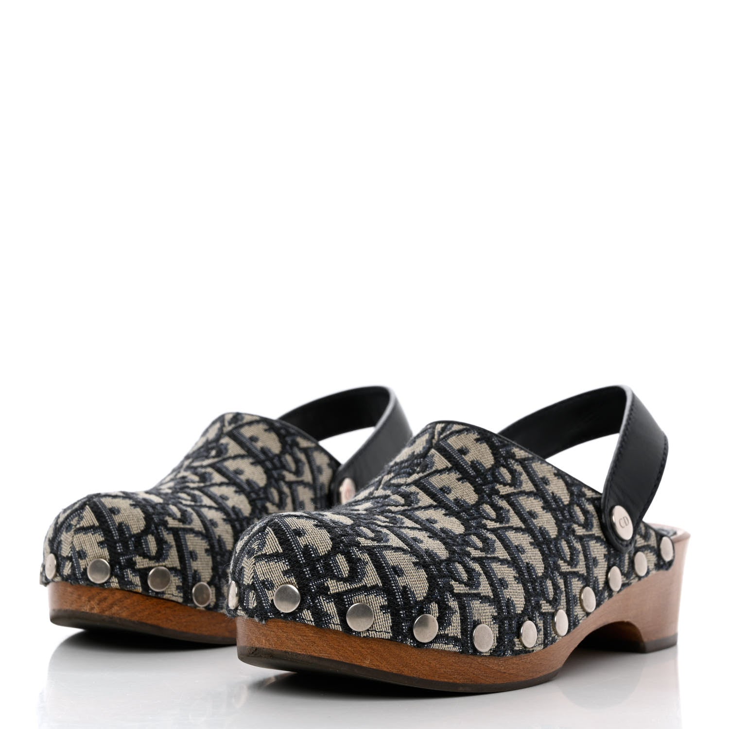 Christian Dior Canvas Oblique Diorquake 20mm Slingback Clogs 38 Deep Blue 3 of 13