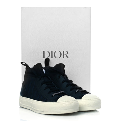 Christian Dior Technical Canvas Mesh Calfskin Womens Oblique Walk'n Dior High Top Sneakers 36.5 Deep Blue 9 of 9
