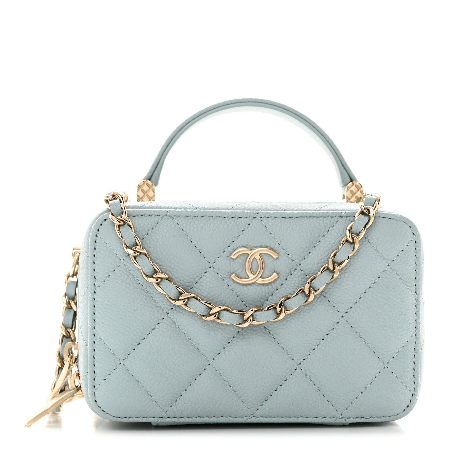 Chanel Caviar Quilted Small Top Handle Vanity Case Light Blue 1 of 12