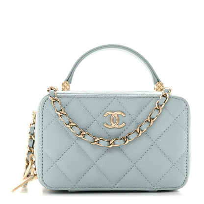 Chanel Caviar Quilted Small Top Handle Vanity Case Light Blue 1 of 12