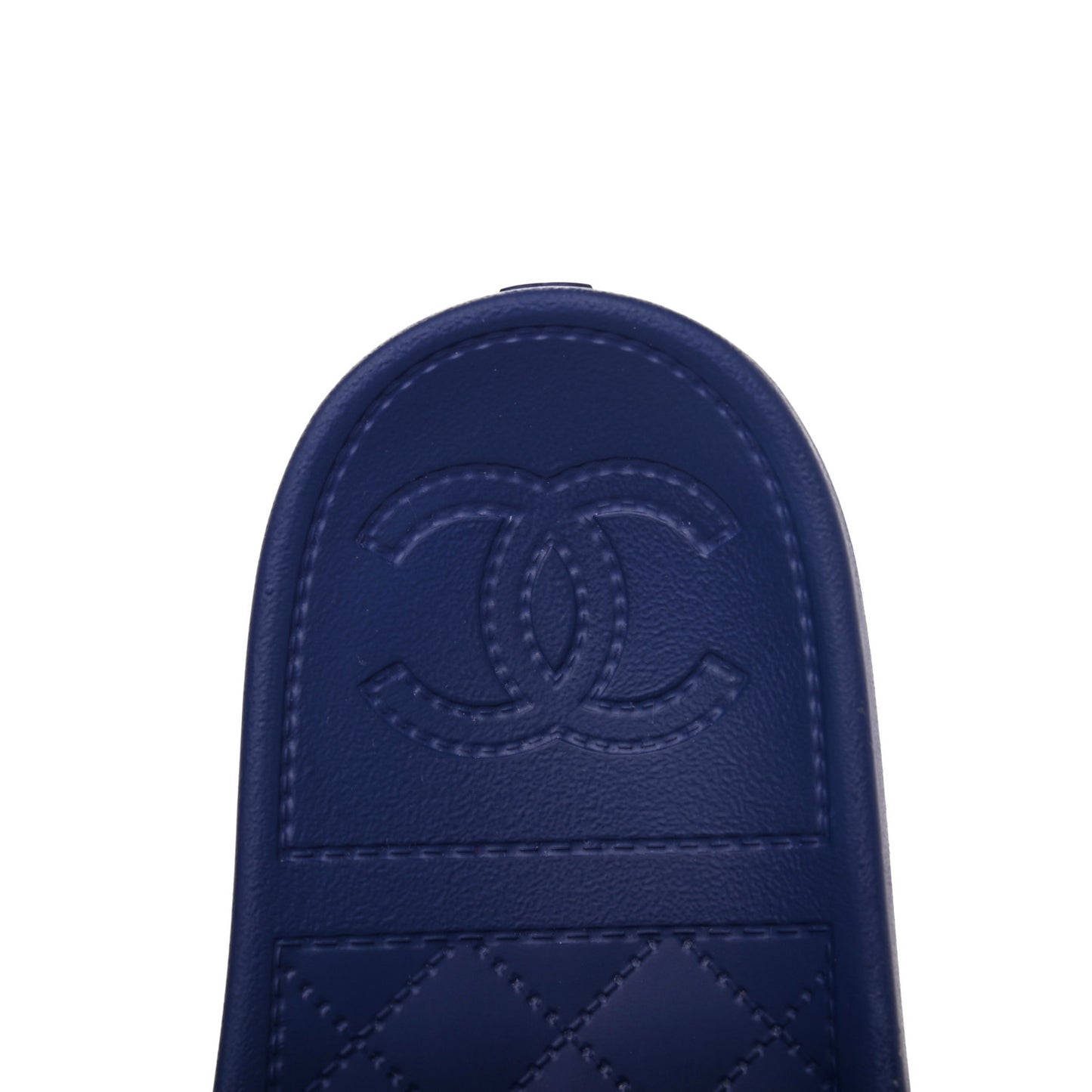 Rubber CC Flat Slide Sandals 35 Black Navy
