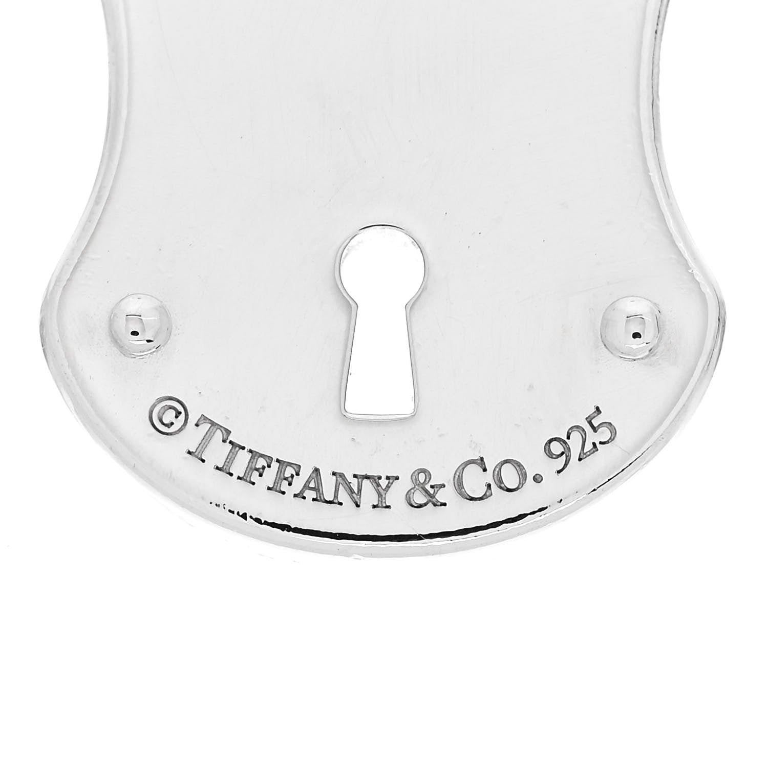 Tiffany Sterling Silver Diamond Emblem Lock Pendant 4 of 5