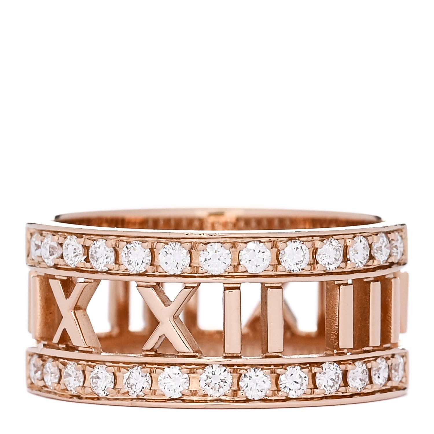 Tiffany 18K Rose Gold Diamond Wide Atlas Open Ring 54 7 1 of 5