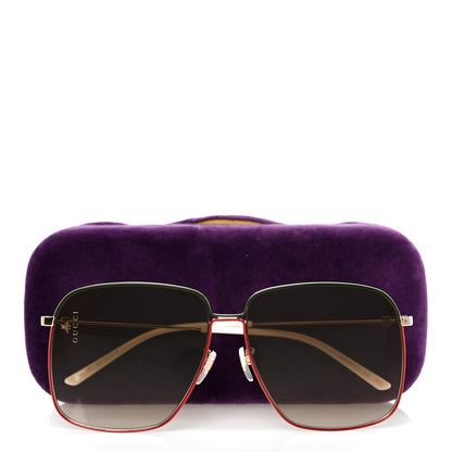Gucci Web Rectangular Frame Interlocking G Sunglasses GG0394S Green Red 9 of 9