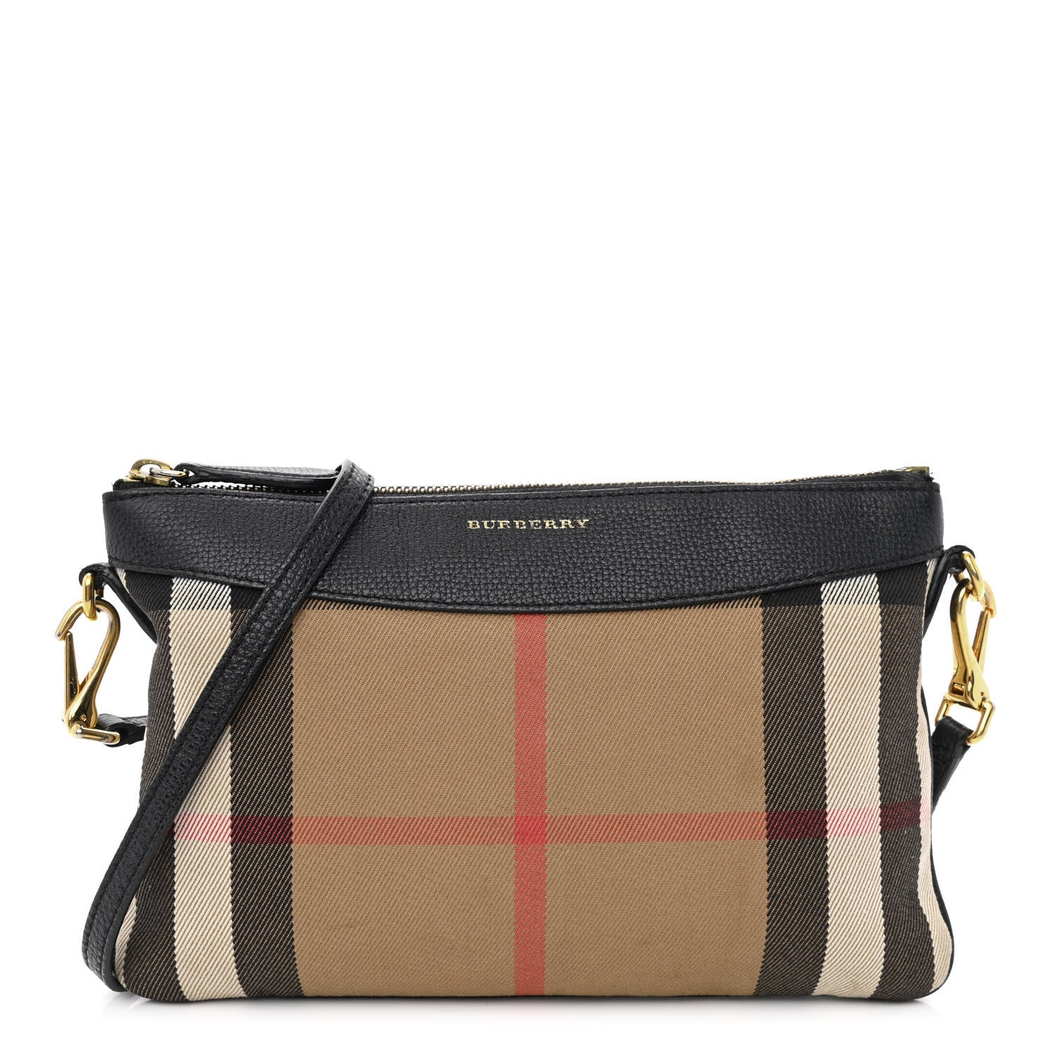 Burberry House Check Derby Peyton Crossbody Clutch Bag Black 1 of 15