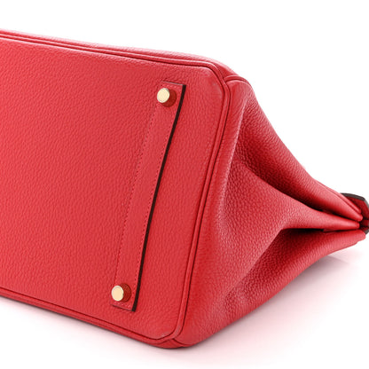 Hermes Taurillon Clemence Birkin 35 Rouge Casaque 10 of 12