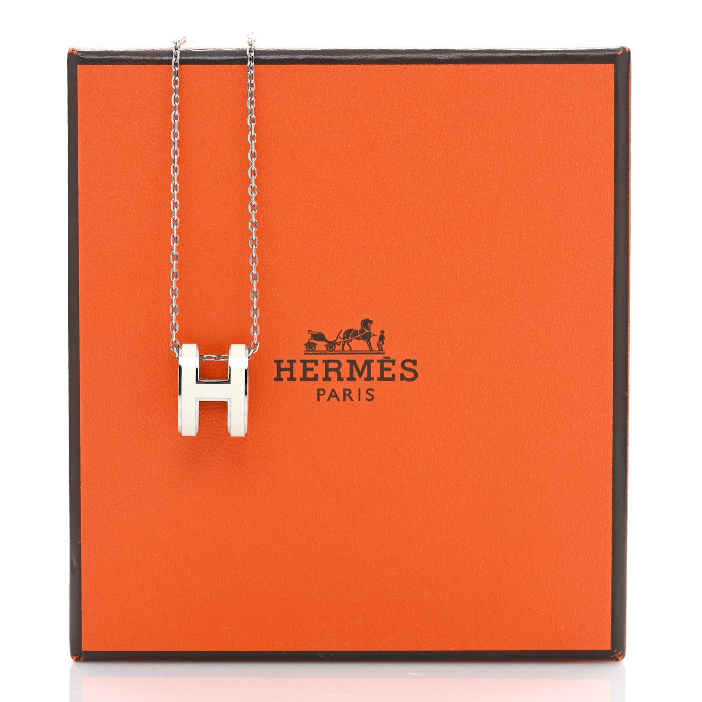 Palladium Mini Pop H Pendant Necklace White