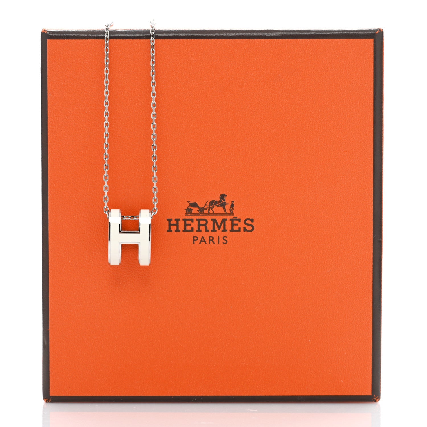 Hermes Palladium Mini Pop H Pendant Necklace White 6 of 6