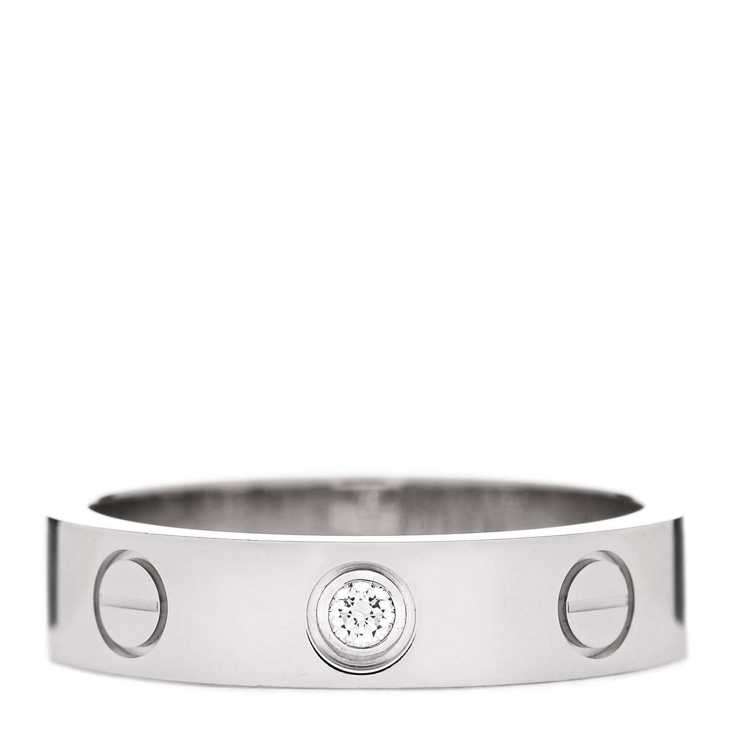 Cartier 18K White Gold Diamond 4mm LOVE Wedding Band Ring 47 4 1 of 4
