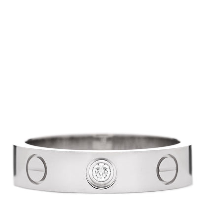 Cartier 18K White Gold Diamond 4mm LOVE Wedding Band Ring 47 4 1 of 4