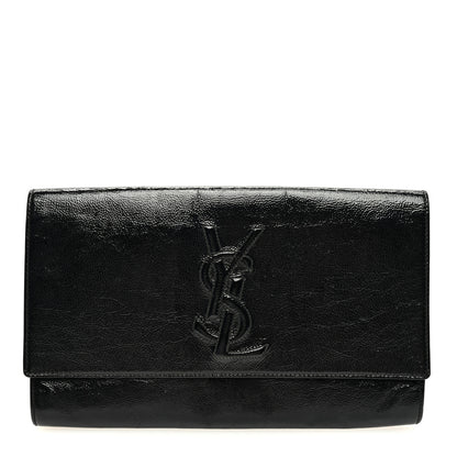 Saint Laurent Textured Patent Monogram Large Belle De Jour Clutch Black 1 of 9