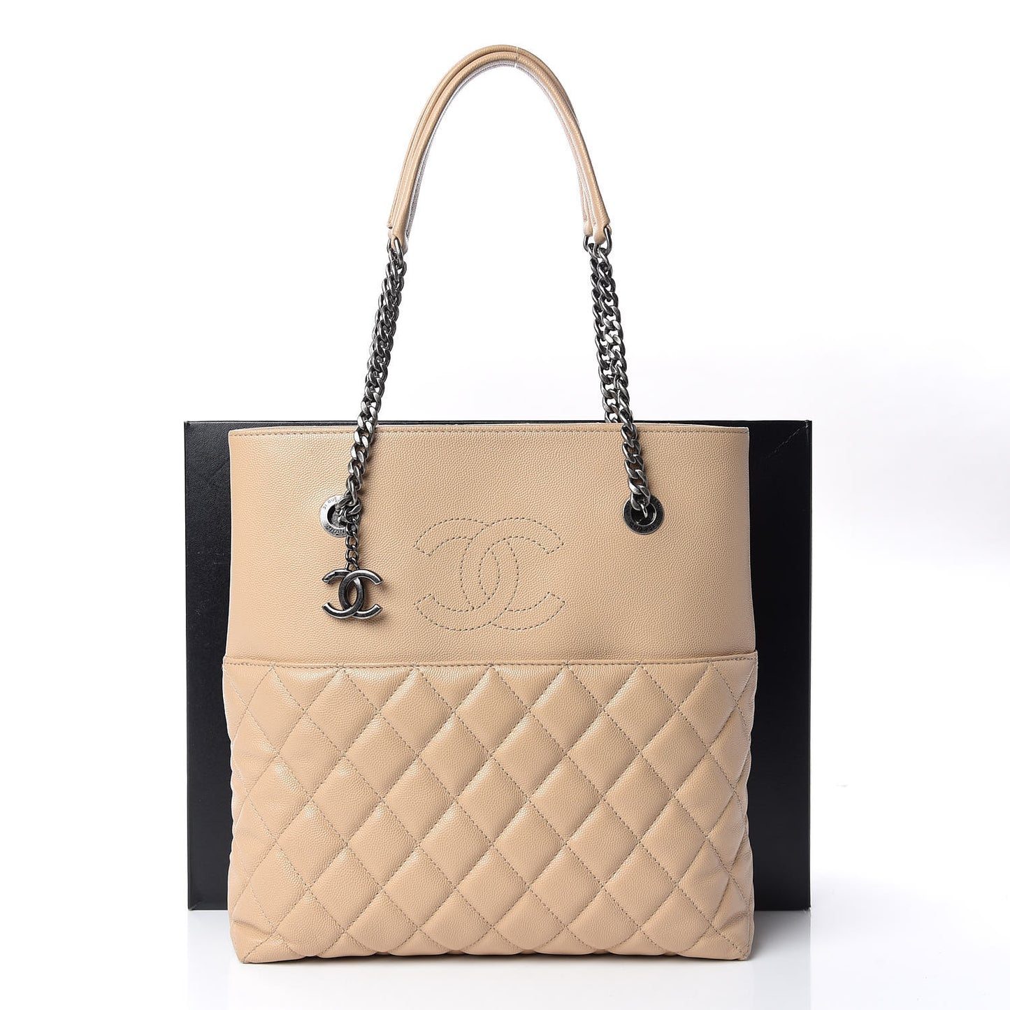 Caviar Quilted Small Urban Delight Tote Light Beige