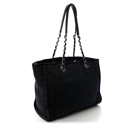 Chanel Denim Small Deauville Tote Dark Blue 3 of 10