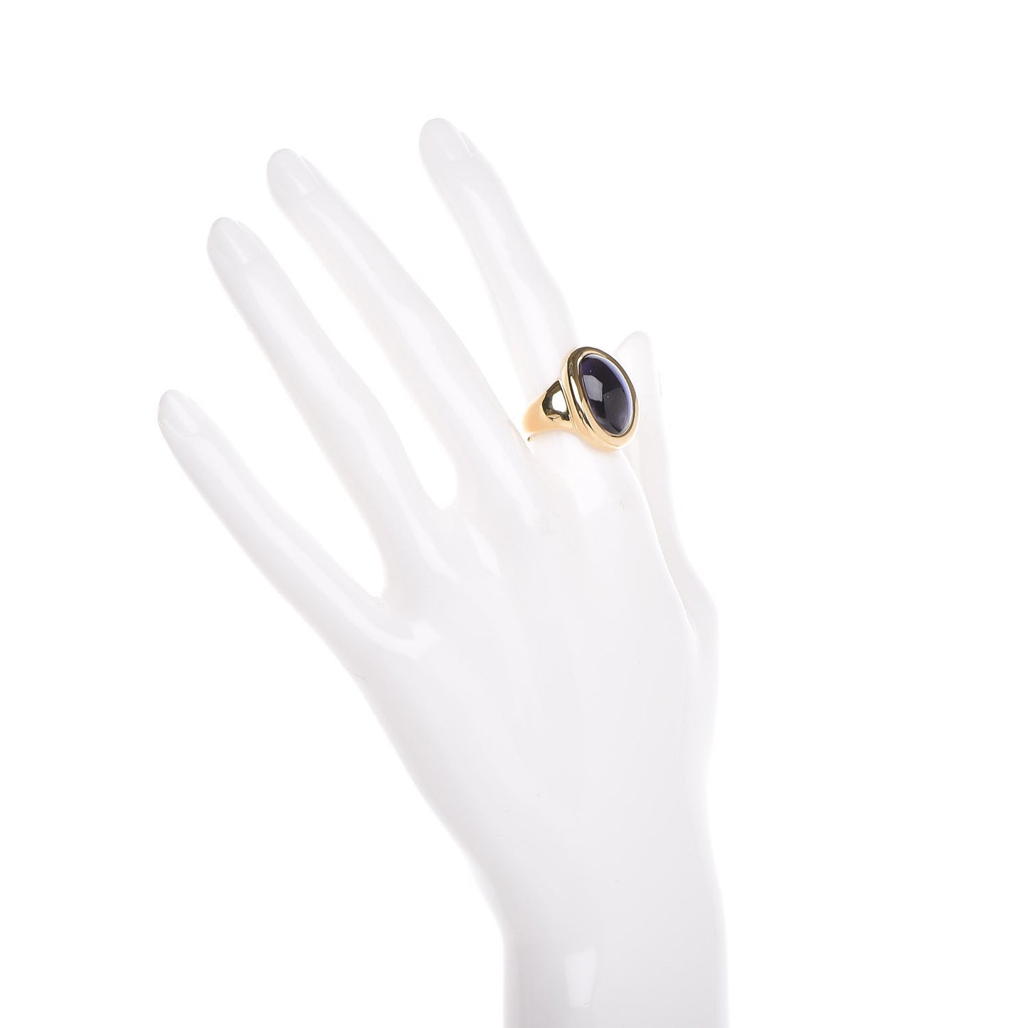 18K Yellow Gold Amethyst Cabochon Ring 52 6