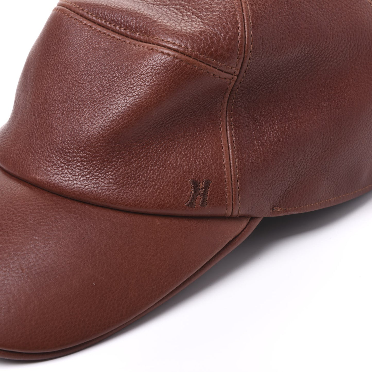 Grained Calfskin Mens Hat 60 Brown