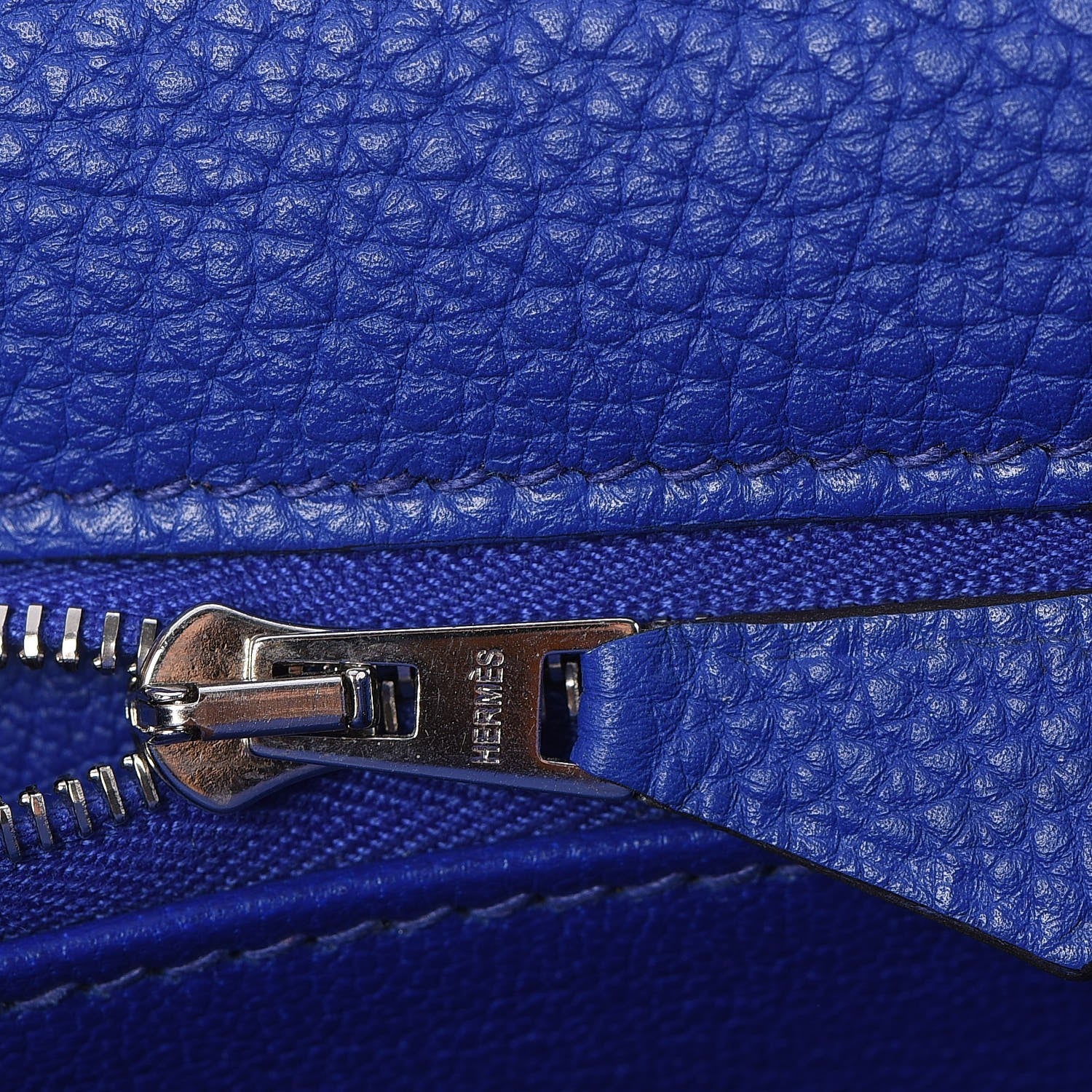 Hermes Taurillon Clemence Shoulder Kelly 40 Bleu Electrique 10 of 32