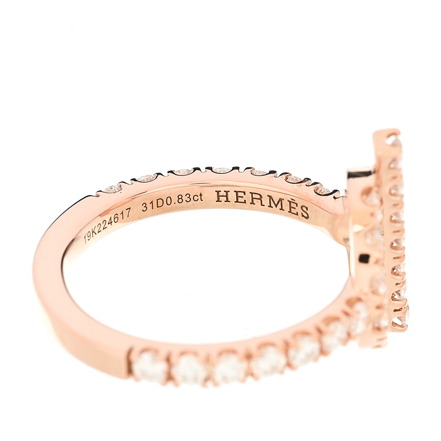 Hermes 18K Rose Gold Diamond Finesse Ring 50 5.25 5 of 7
