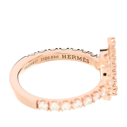 Hermes 18K Rose Gold Diamond Finesse Ring 50 5.25 5 of 7