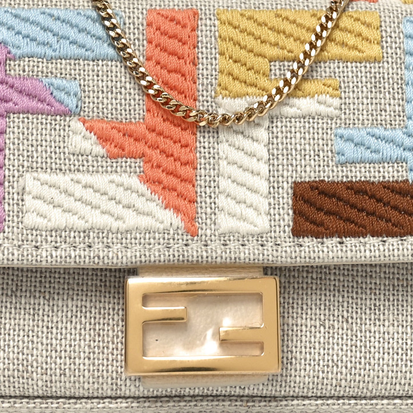 Kuban Canvas FF Embroidered Nano Baguette Charm Grezzo Multicolor