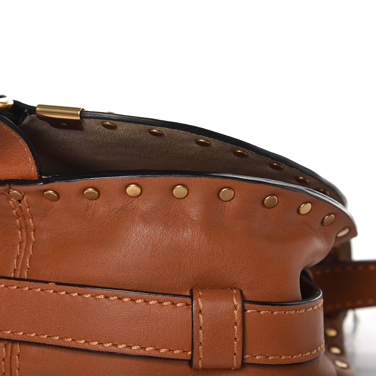 Chloe Calfskin Studded Mini Marcie Round Crossbody Bag Caramel 8 of 8