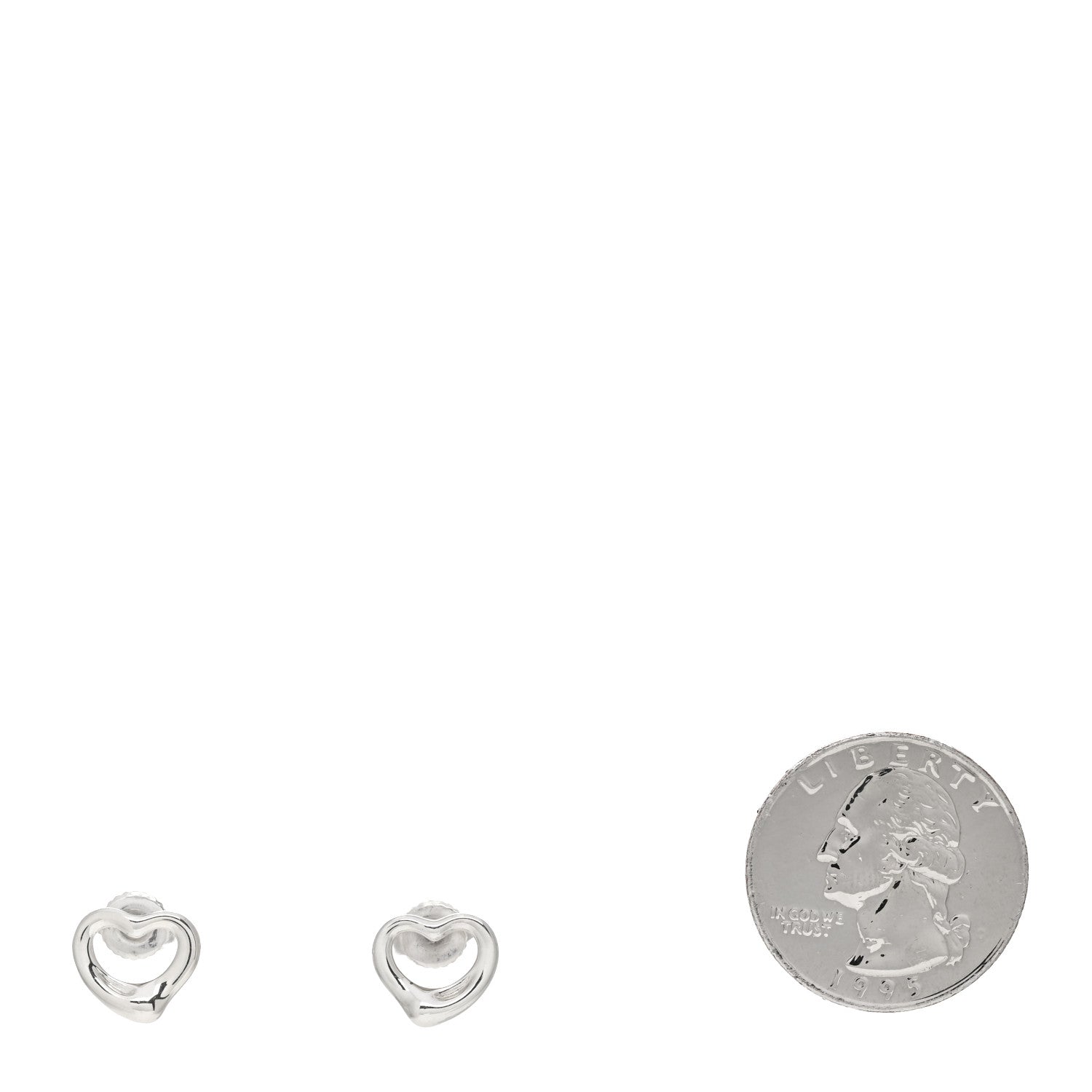 Tiffany Sterling Silver 11mm Elsa Peretti Open Heart Earrings 2 of 3
