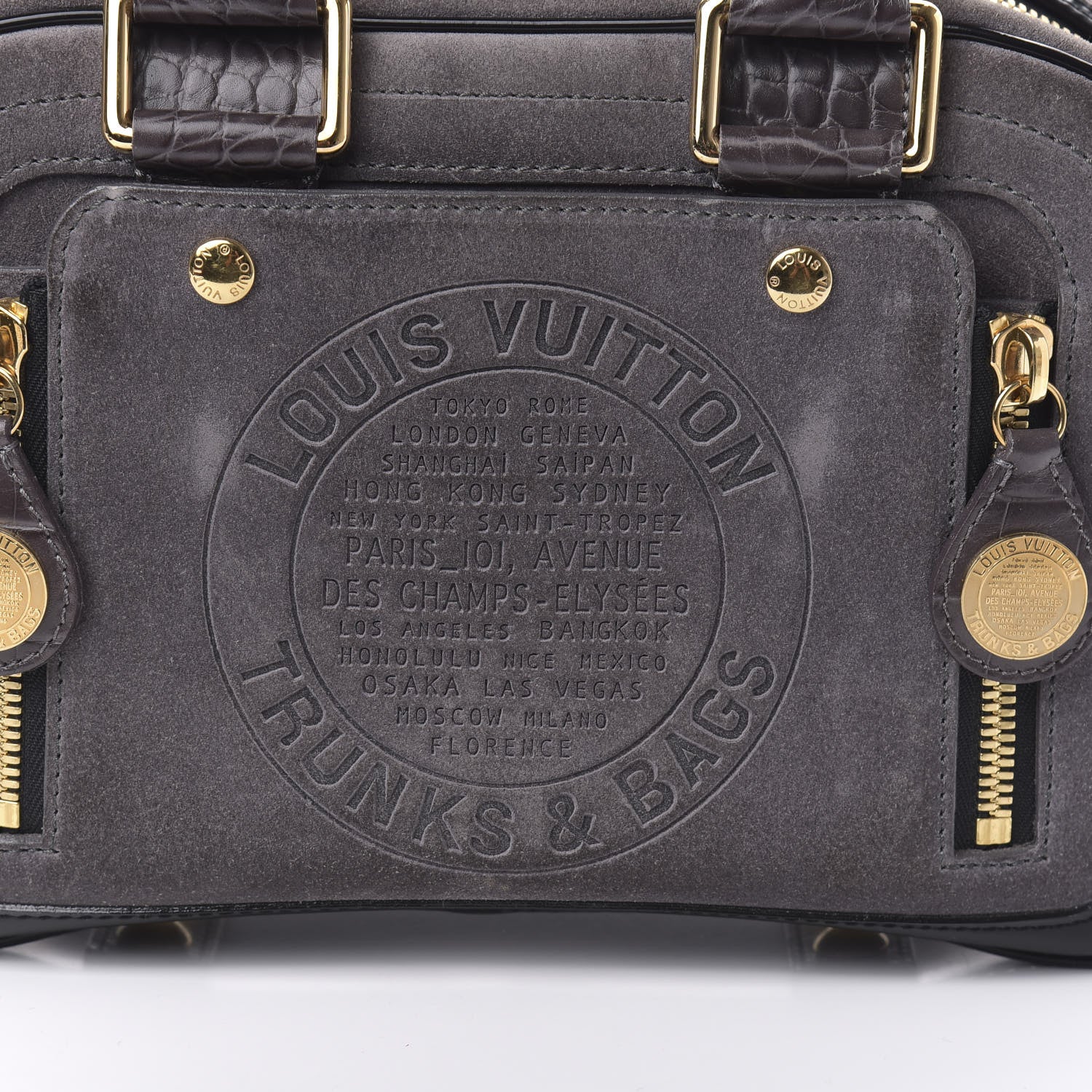 Louis Vuitton Suede Stamped Bowling GM Grey 10 of 10