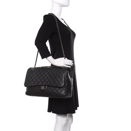 Chanel Metallized Calfskin Quilted Small XXL Travel Flap Bag Black 2 of 11
