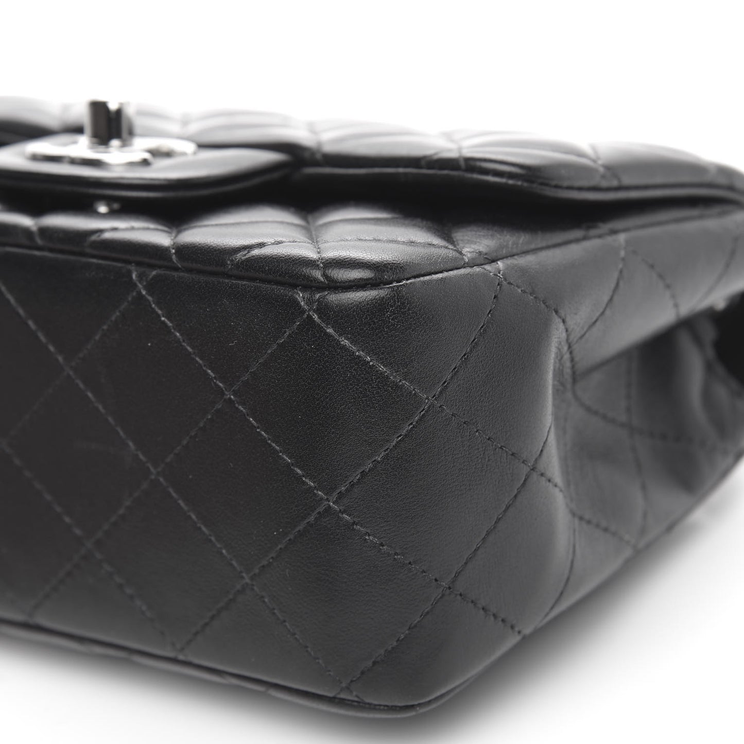 Lambskin Quilted Mini Square Flap Black