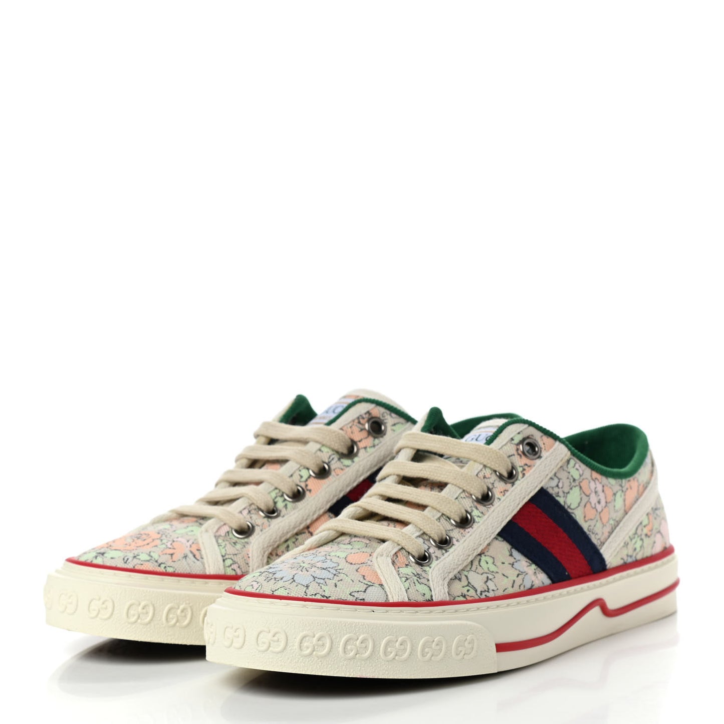 X LIBERTY OF LONDON Canvas Web Tracy Print Womens 1977 Tennis Sneakers 36 Mint Peach Mystic White