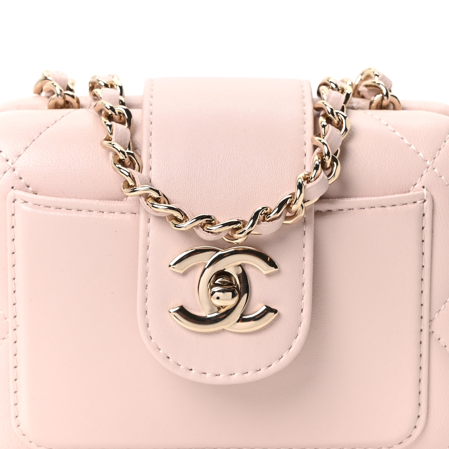 Chanel Lambskin Quilted Mini CC Chain Pocket Bag Light Pink 7 of 10