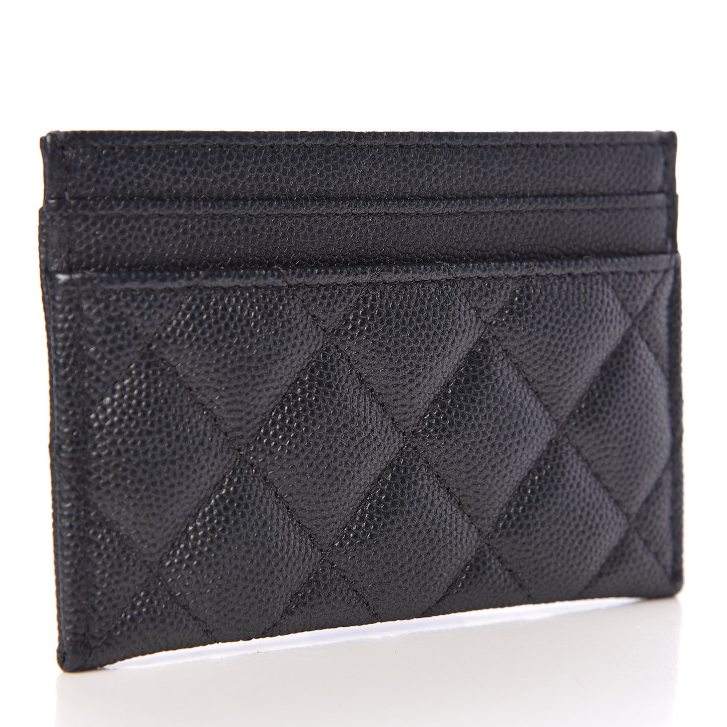 Metallic Caviar Quilted CC Card Holder Dark Grey