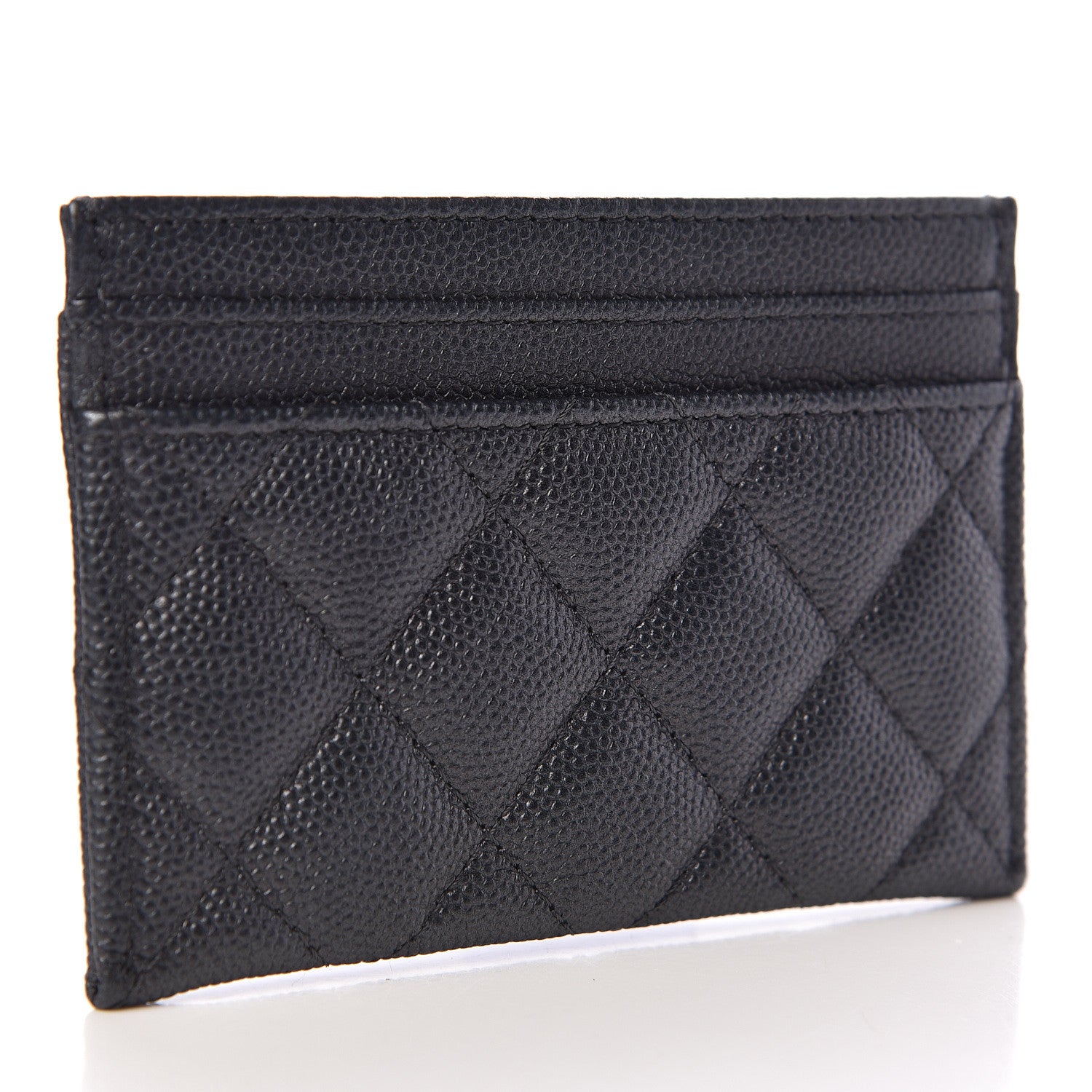 Chanel Metallic Caviar Quilted CC Card Holder Dark Grey 3 of 9