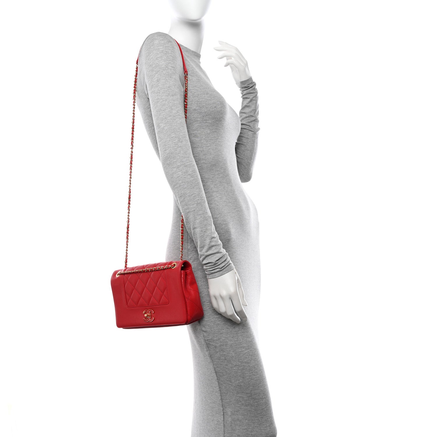 Chanel Sheepskin Quilted Medium Vintage Mademoiselle Flap Red 2 of 12