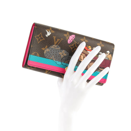 Louis Vuitton Monogram 2015 Christmas Animation Sarah Wallet Hibiscus 2 of 7