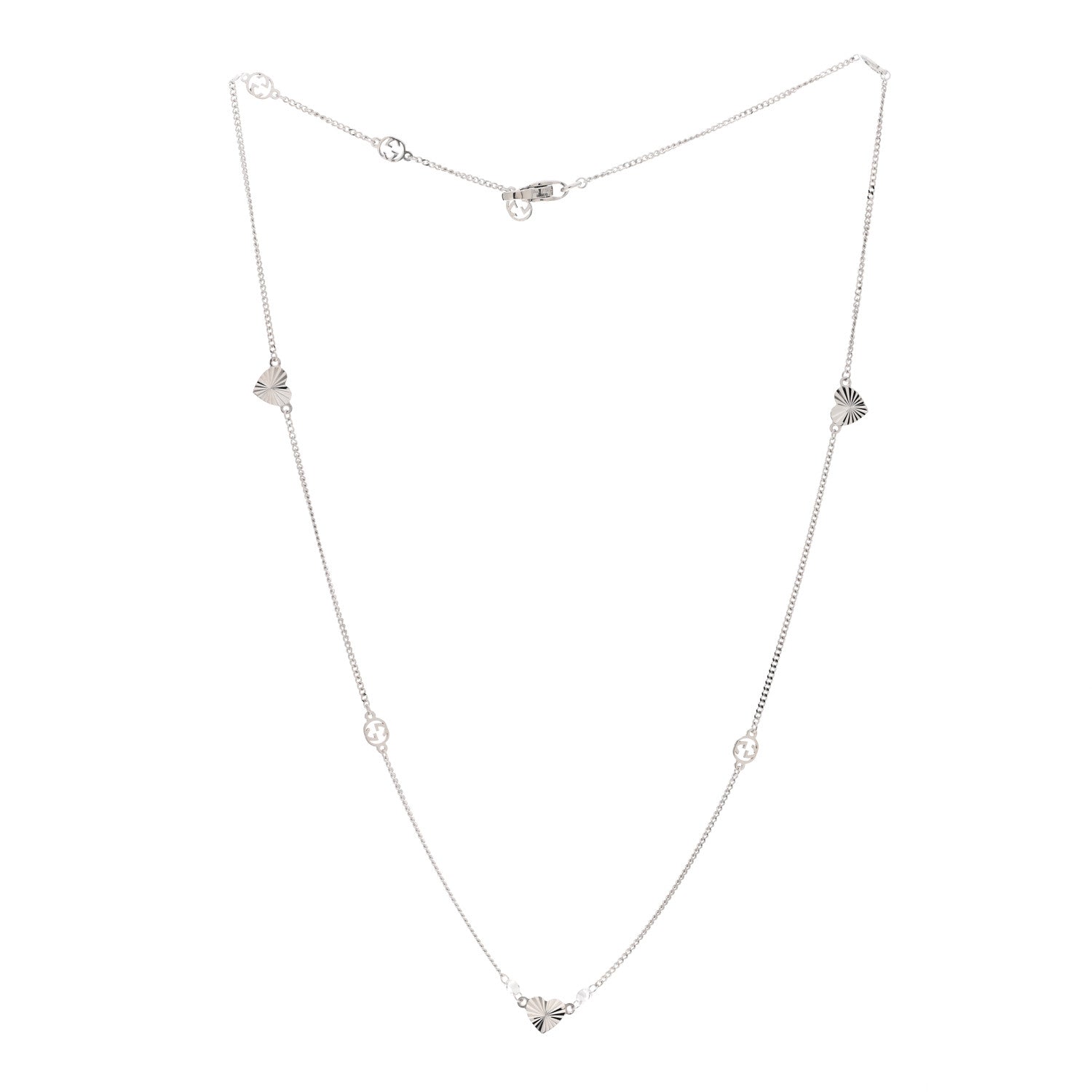 Gucci 18K White Gold Diamond Interlocking G Choker Necklace 3 of 4