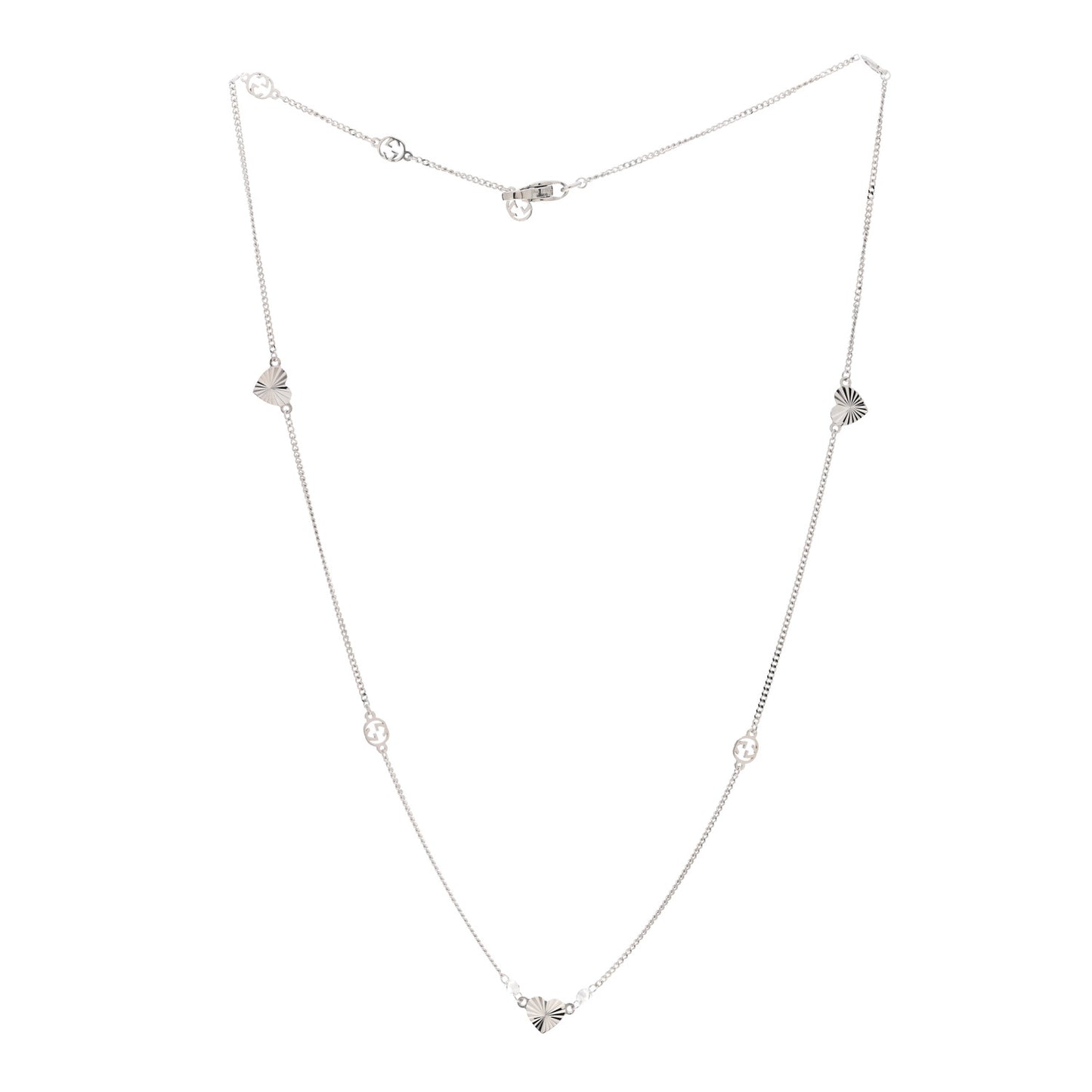 18K White Gold Diamond Interlocking G Choker Necklace