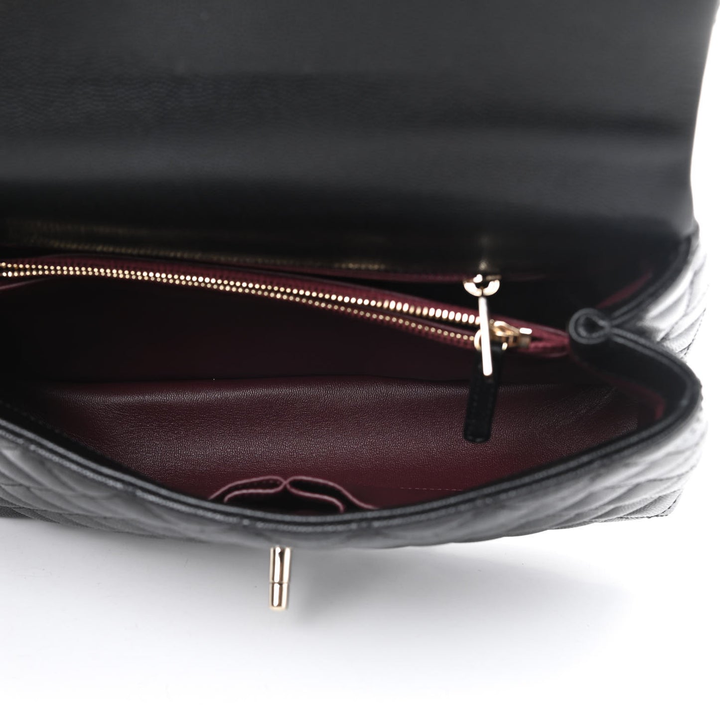 Caviar Quilted Small Coco Handle Flap Black