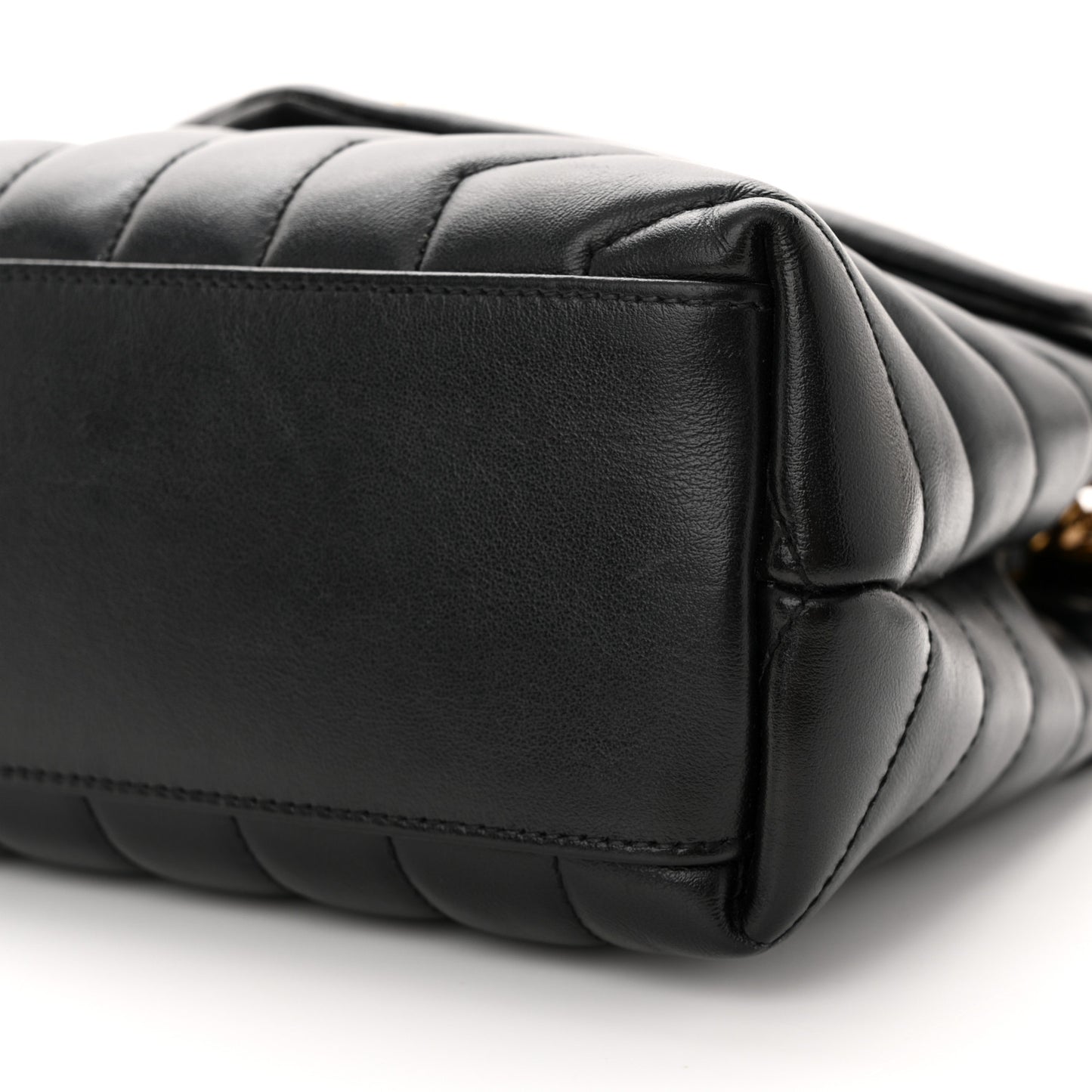Calfskin Y Quilted Monogram Small Loulou Chain Satchel Black