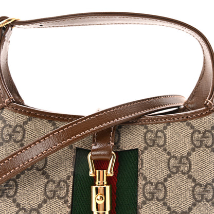 Gucci GG Supreme Monogram Azalea Calfskin Web Mini Jackie 1961 Hobo Beige Ebony Brown Sugar 7 of 10