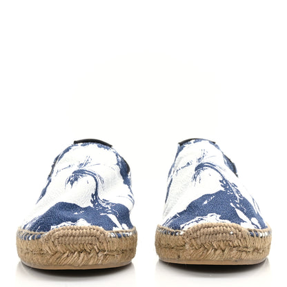 Saint Laurent Hawaiian Print Canvas Espadrilles 39 Bianco Blue Black 2 of 7