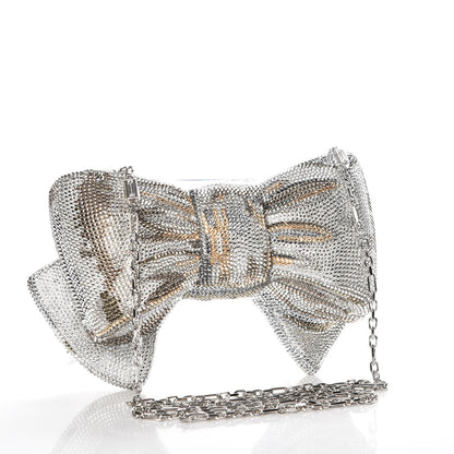 Judith Leiber Crystal Bow Minaudiere Clutch Silver 3 of 9