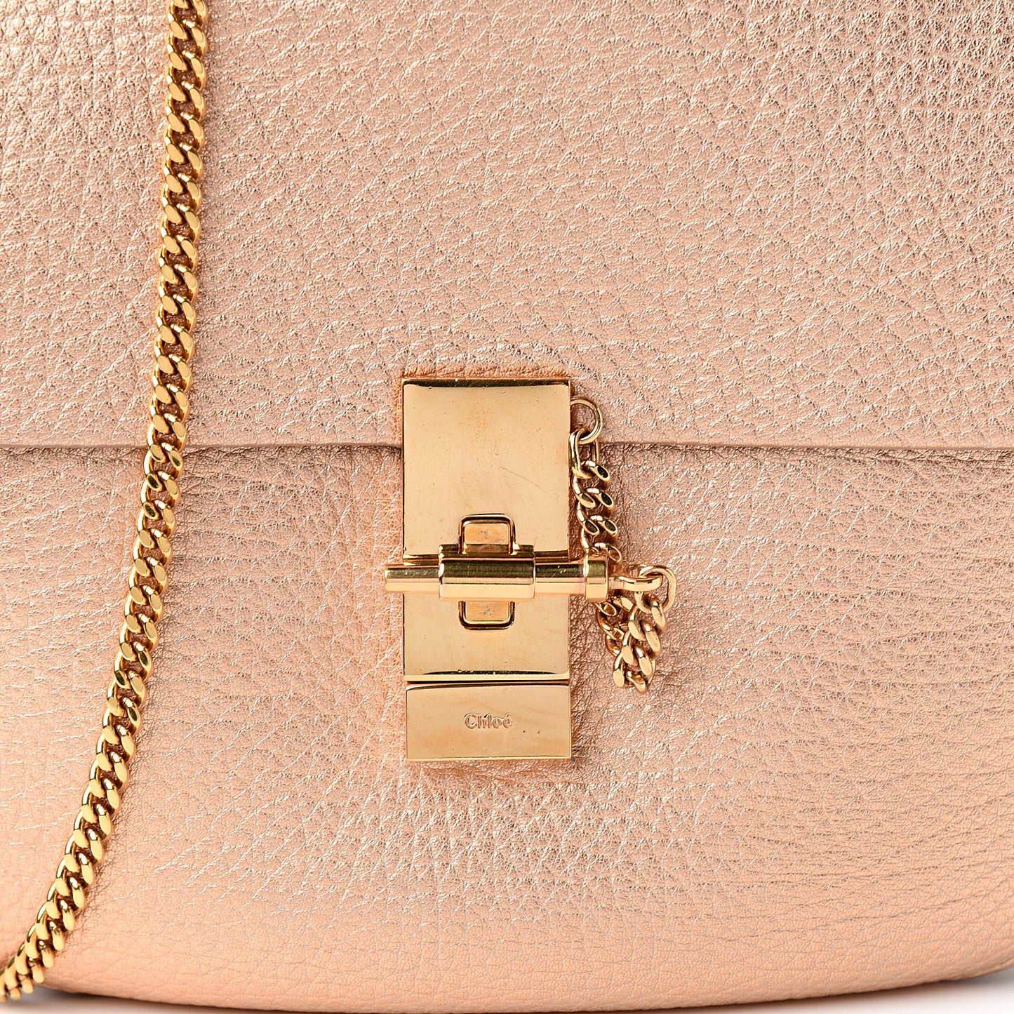Metallic Grained Goatskin Drew Shoulder Bag Rose Gold