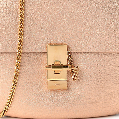 Chloe Metallic Grained Goatskin Drew Shoulder Bag Rose Gold 8 of 9