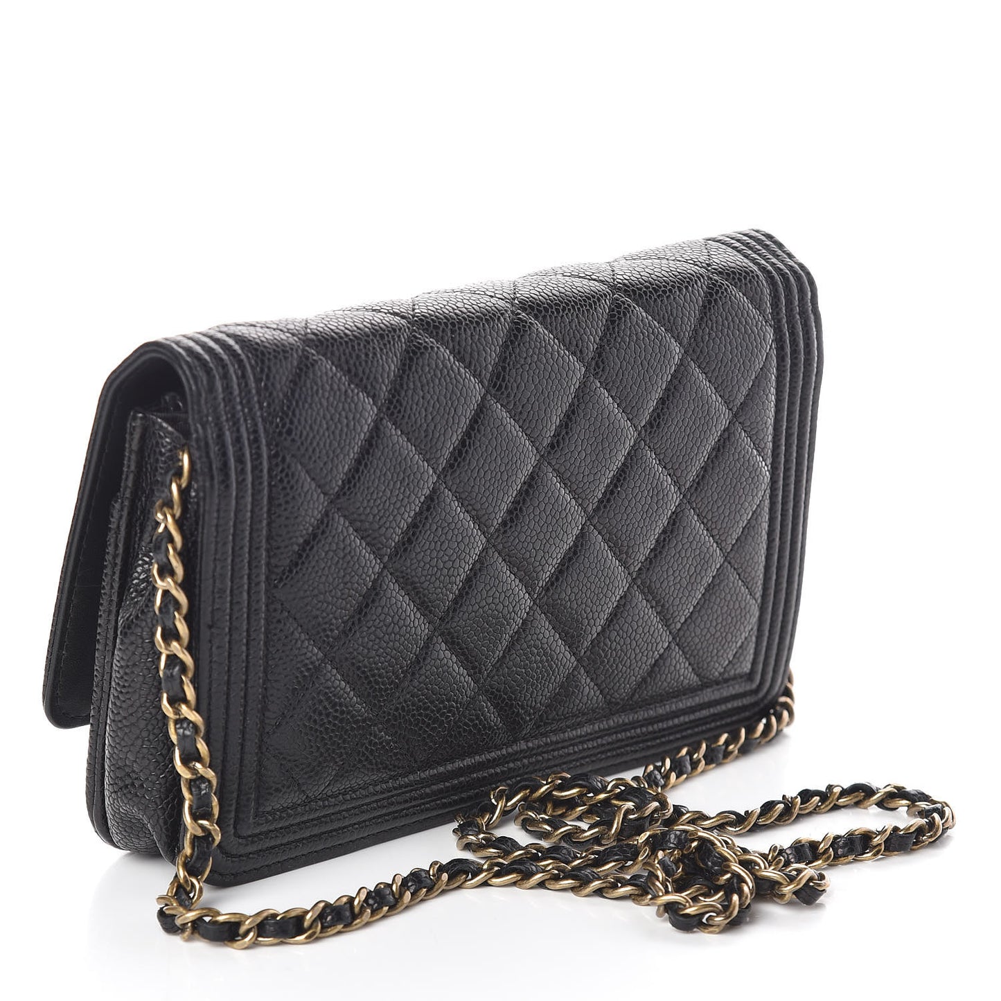 Caviar Quilted Boy Wallet On Chain WOC Black
