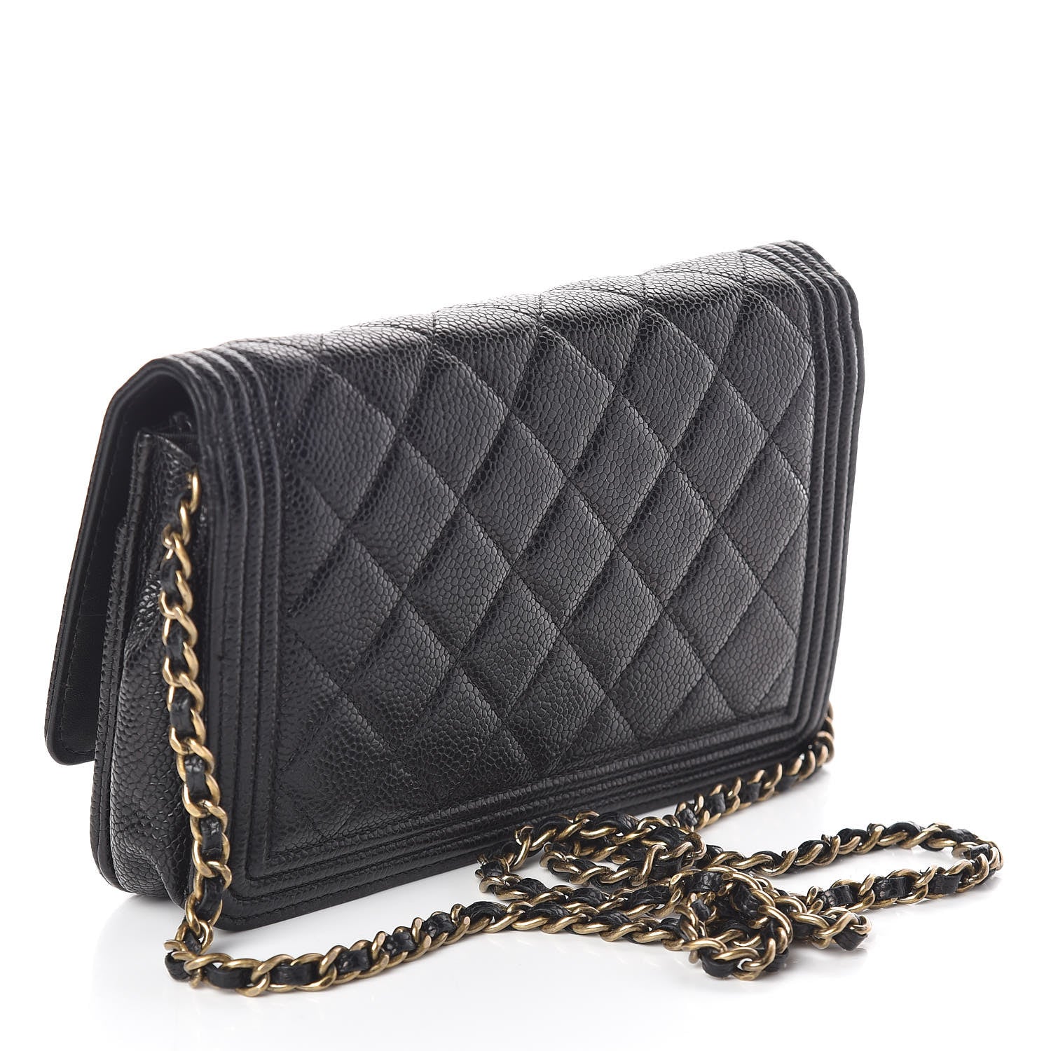 Chanel Caviar Quilted Boy Wallet On Chain WOC Black 3 of 14
