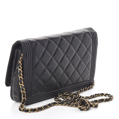 Chanel Caviar Quilted Boy Wallet On Chain WOC Black 3 of 14